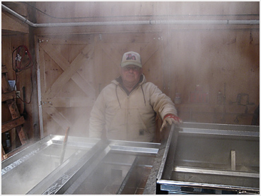 Steam rises above the evaporator.