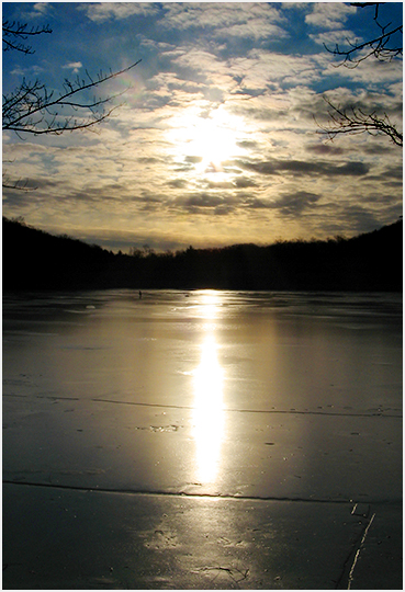 Ice covered lake.
